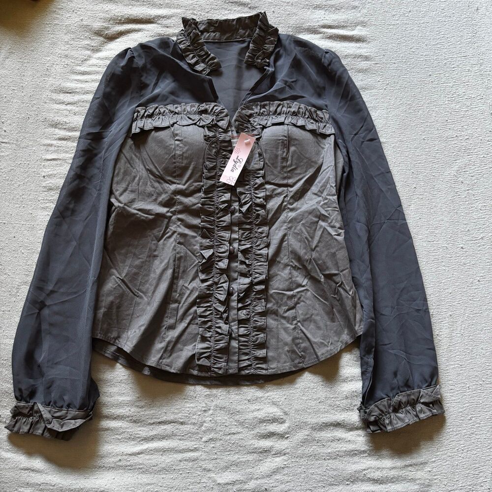 Lydia NWT Corset Long Sleeve Button Up Blouse